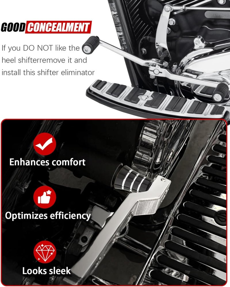 HAZAWA Heel Shifter Eliminator Spacer Shift Shaft Lever Delete Cover Compatible with Harley CVO Road King Electra Street Tri Tour Glide Freewheeler (Eliminator-Craving Black) - Image 3
